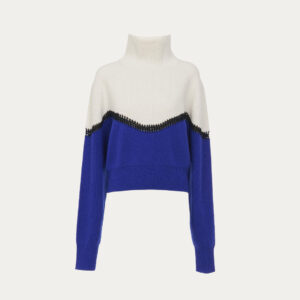 Contrast Color 100% Wool Plain Knitted Turtle Neck Knitwear For Women’s Pullover Sweater
