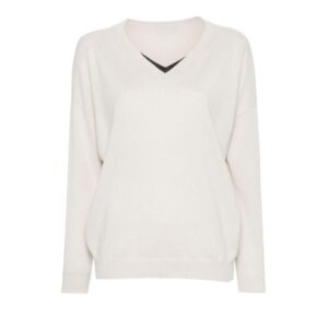 Women’s Pure Cashmere Fine Plain Knitted V-neck Pullover Top Knitwear