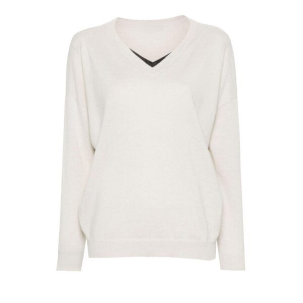 Women’s Pure Cashmere Fine Plain Knitted V-neck Pullover Top Knitwear