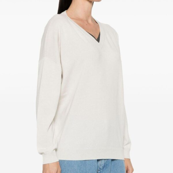 Women’s Pure Cashmere Fine Plain Knitted V-neck Pullover Top Knitwear - Image 4