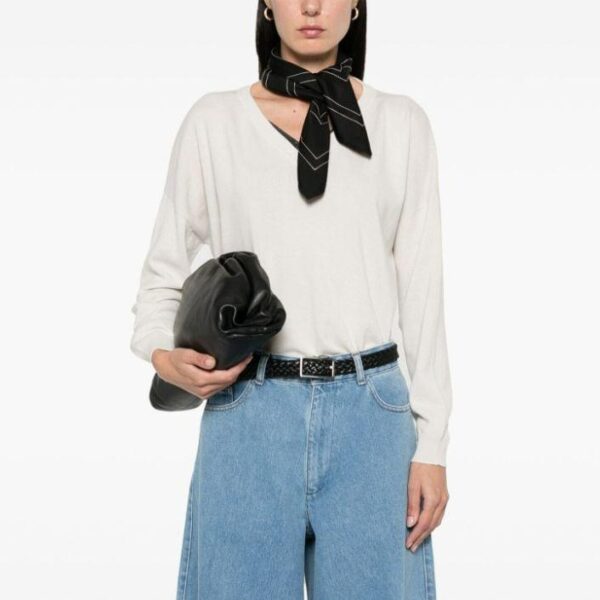 Women’s Pure Cashmere Fine Plain Knitted V-neck Pullover Top Knitwear - Image 6