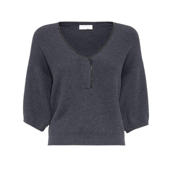 Ladies’ Full Cardigan Stitch Short Sleeve V-Neck Jumper for Women’s TOP Sweater
