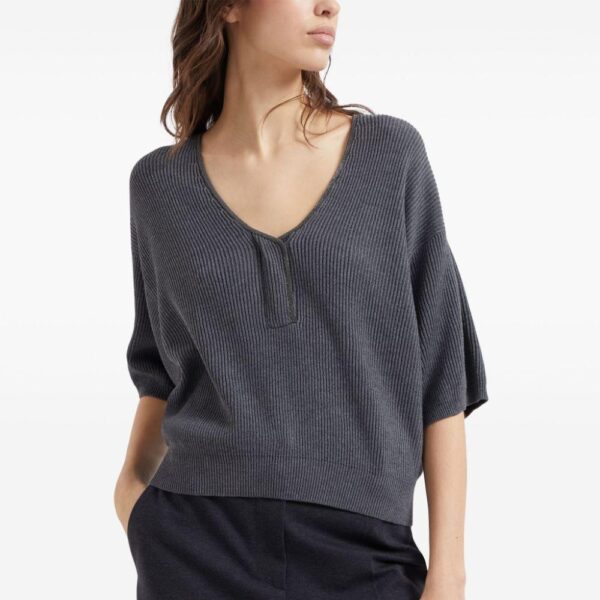 Ladies’ Full Cardigan Stitch Short Sleeve V-Neck Jumper for Women’s TOP Sweater - Image 4