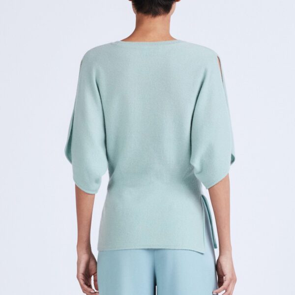 Ladies’ Pure Cashmere Jersey Knitting Jumper With Split Sleeve Top Sweater - Image 2