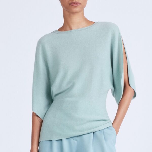 Ladies’ Pure Cashmere Jersey Knitting Jumper With Split Sleeve Top Sweater