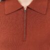 Ladies’ Regular Fit Pure color Cotton &Cashmere Double Knitted Short Sleeved Crew Neck Polo Top Sweater - Image 4