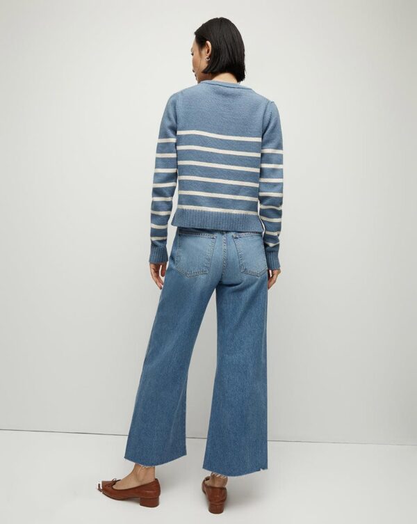 Ladies’ Regular Fit Pure Cotton Jersey Knitting Striped Crew Neck Pullover Top Sweater - Image 3