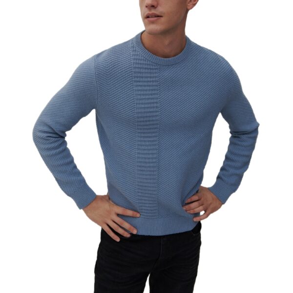 Men’s Solid Color Mix Knitting Pure Cotton Crew Neck Jumper of Knitwear Top Sweater - Image 5