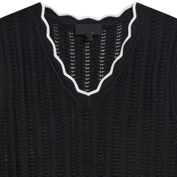 Hot Sale Women’s Black Silk and Linen Ruffle V-neck Jumper Vest for Ladies’ Knitwear - Image 6