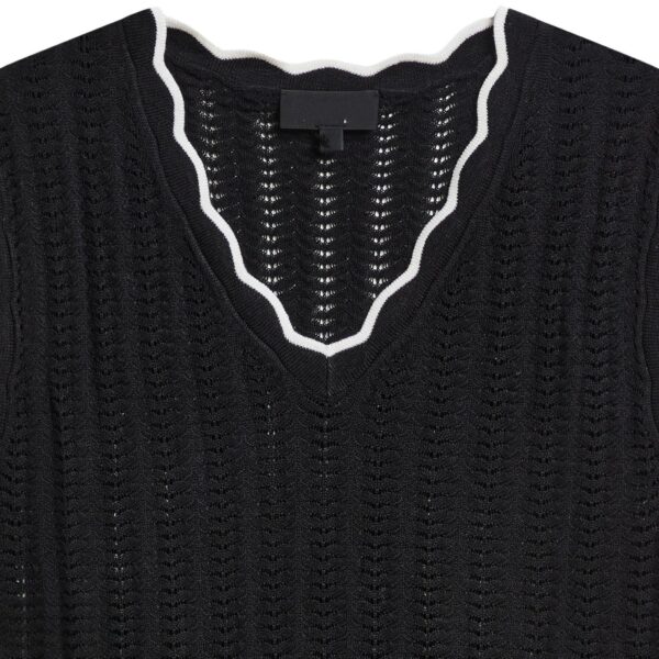 Hot Sale Women’s Black Silk and Linen Ruffle V-neck Jumper Vest for Ladies’ Knitwear - Image 3