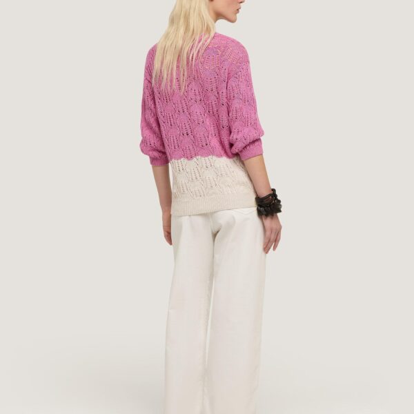 Hot Sale Fantasy Stitching Women’s Cashmere & Cotton Blended Half-sleeve Top Knitwear Sweater - Image 3
