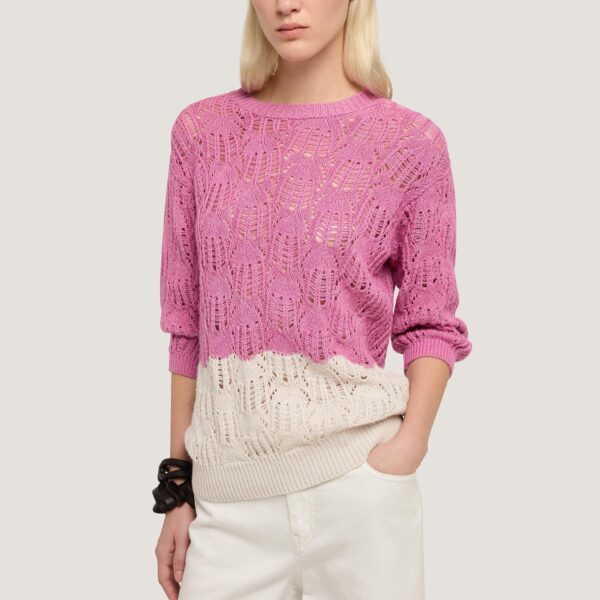 Hot Sale Fantasy Stitching Women’s Cashmere & Cotton Blended Half-sleeve Top Knitwear Sweater - Image 5