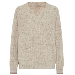 Women’s Wool&Cashmere Blended Plain Knitting V-neck Pullover Top Sweater
