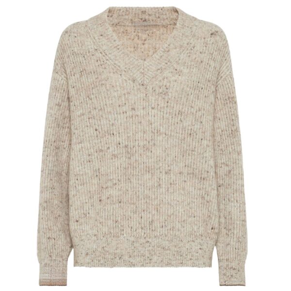 Women’s Wool&Cashmere Blended Plain Knitting V-neck Pullover Top Sweater