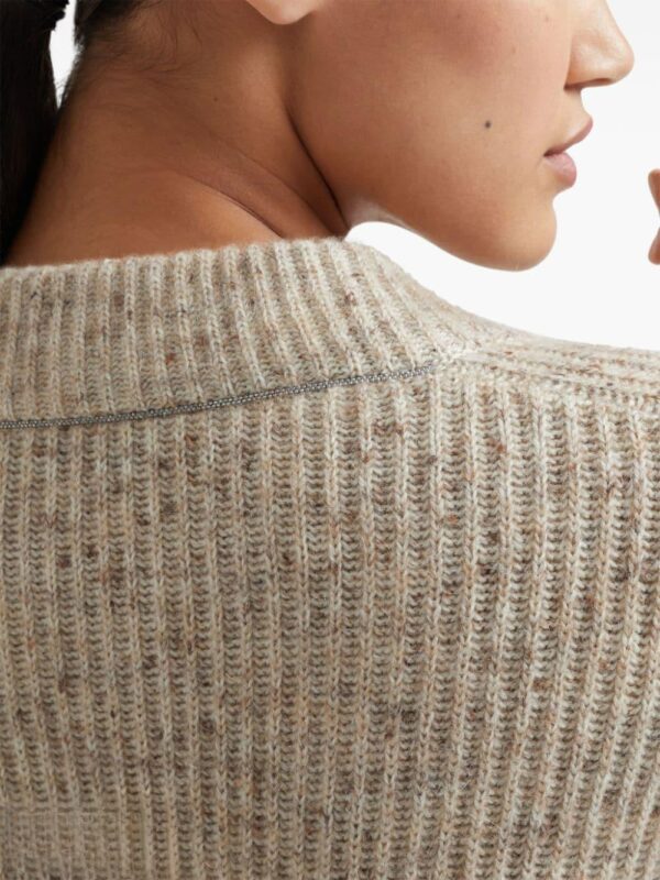 Women’s Wool&Cashmere Blended Plain Knitting V-neck Pullover Top Sweater - Image 3