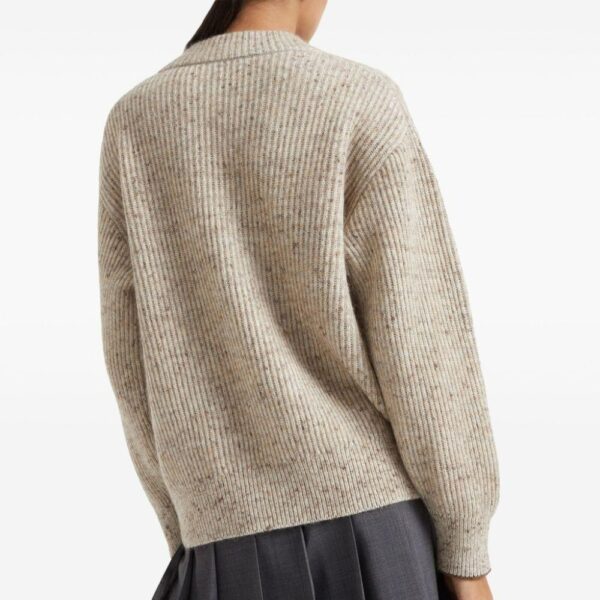 Women’s Wool&Cashmere Blended Plain Knitting V-neck Pullover Top Sweater - Image 5