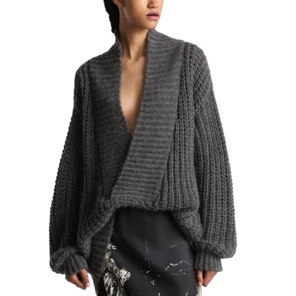 Women’s Oversize Chunky Wool &Mohair Blended Deep V-Neck Jumper Knitwear - Image 6