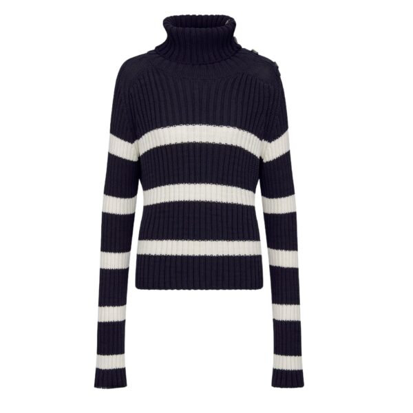 Hot Sale Women’s Cotton Blended Rib Knitting Buttoned High Collar Pullover Knitwear Top