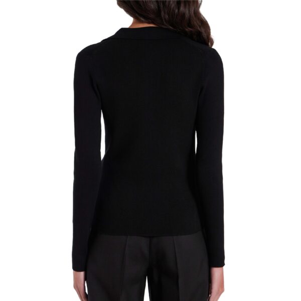 Women’s Cotton Blended Open V-Neck Long Sleeved Polo Collar Jumper - Image 5