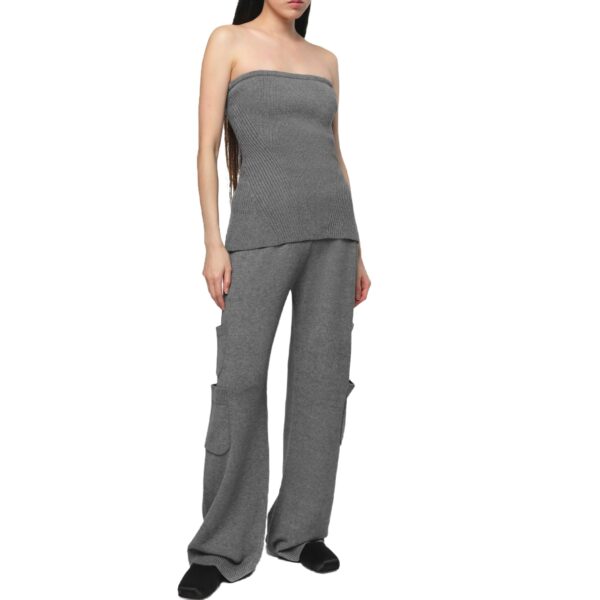 High Quality Pure Cashmere Jersey Knitting Women’s Cargo Straight Leg Pants - Image 2