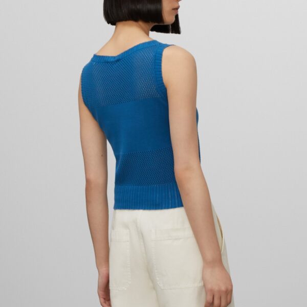 Ladies’ Pure Cotton Pointelle Knitting Sleeveless Jumper for Women’s Top Knitwear Vest - Image 3
