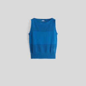 Ladies’ Pure Cotton Pointelle Knitting Sleeveless Jumper for Women’s Top Knitwear Vest