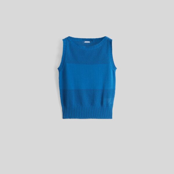 Ladies’ Pure Cotton Pointelle Knitting Sleeveless Jumper for Women’s Top Knitwear Vest