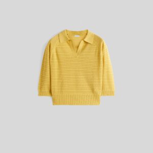 Hot Sale Ladies’ Pure Pima Cotton Pointelle Knitted Buttonless Polo Top Knitwear