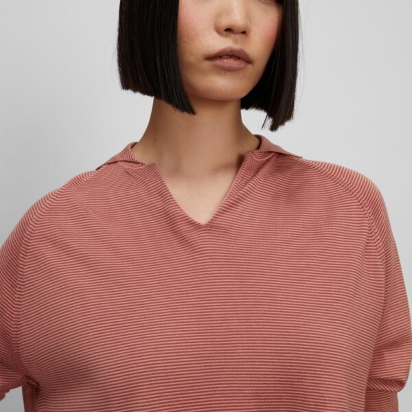 Women’s Cotton Silk & Linen Blended Jersey Buttonless Polo Knitting Jumper - Image 3