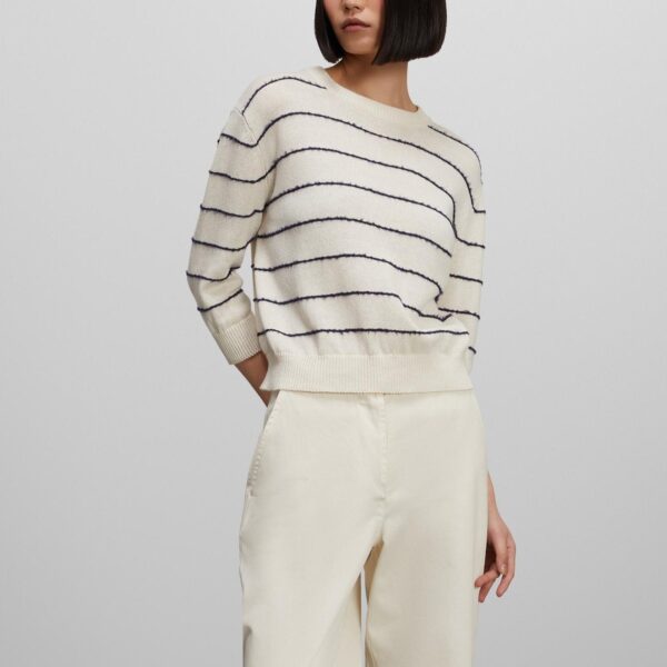 Ladies’ Regular Cotton &Linen Blended Plain Knitting Crew Neck Jumper - Image 4