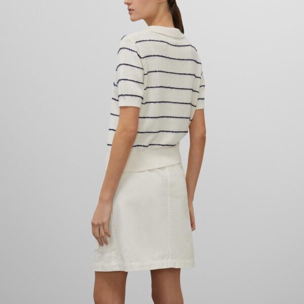 Ladies’ Cotton & Linen Blended Plain Knitted Short Sleeve Polo Jumper for Women’s Top - Image 2