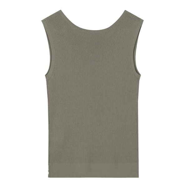 Ladies’ Cotton & Linen Blended Ribbed V-neck Sleeveless Jumper Knitted Vest - Image 2
