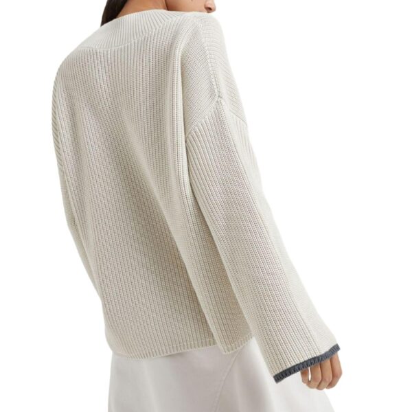 Ladies’ Pure Cotton Half Cardigan Stitched V-neck Drop Shoulder Pullover Knitwear Top - Image 5