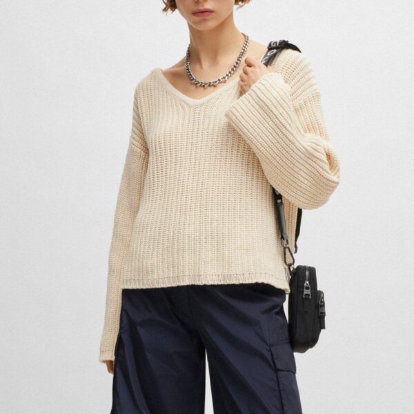 Women’s Cotton Blended Full Cardigan Knitting Stitch V-neck Jumper Top Knitwear - Image 2