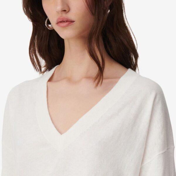 Ladies’ Cotton&Cashmere Blended Plain Knitted Deep V-neck Pullover - Image 4
