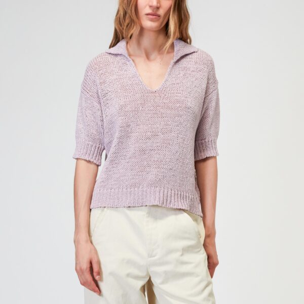Hot Sale Women’s Cotton Blended Jersey Knitting Polo Jumper Top Sweater - Image 5