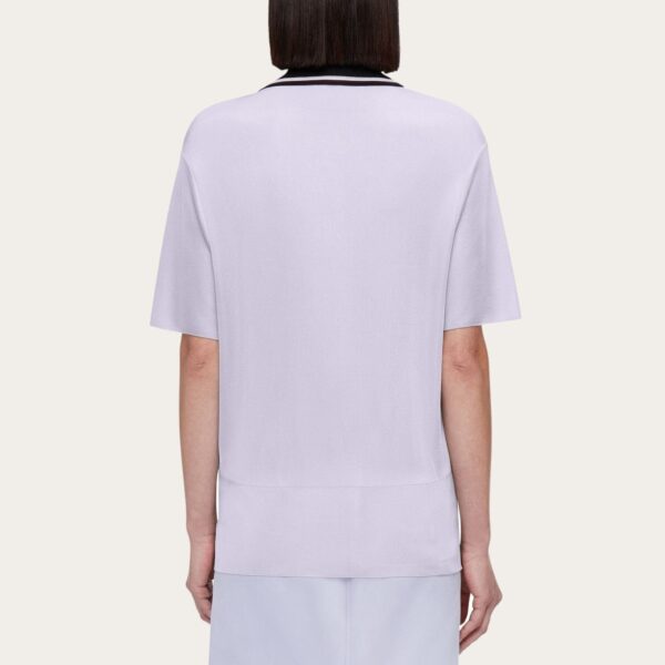 Ladies’ Short Sleeved Half Button- Closure Polo Jumper in 100% Cotton Jersey Knitting Top - Image 5