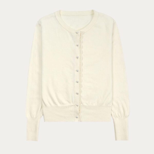 Hot Sale Women’s Pure Cashmere Jersey Knitting Crew Neck Button Full Cardigan - Image 4
