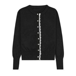 Hot Sale Women’s Pure Cashmere Jersey Knitting Crew Neck Button Full Cardigan