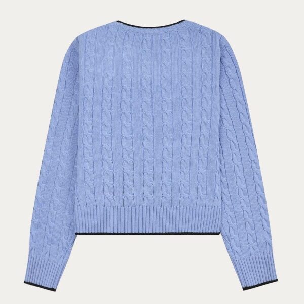Women’s Cotton & Cashmere Blended Cable Knitting Round Neck Pullover Top Sweater - Image 2