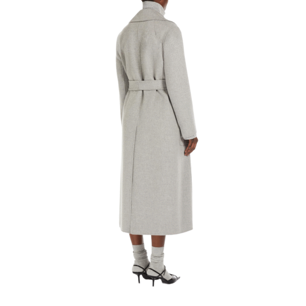 Camel Long Tailored Relaxed Silhouette Tweed Double-Face Wool Trench Coat With Shirt-style Collar - Image 4