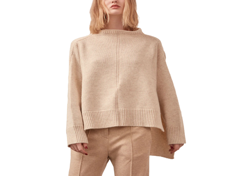 Cotton Sweater With Split Sides