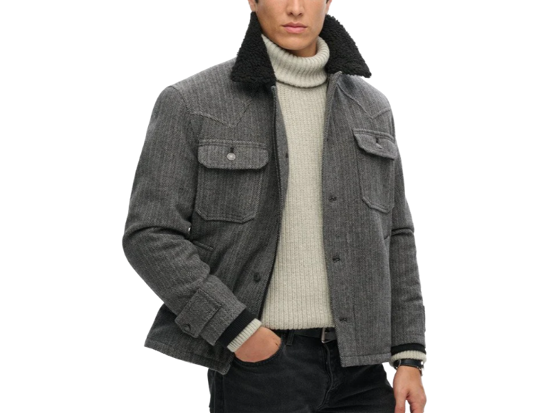 Herringbone wool coat