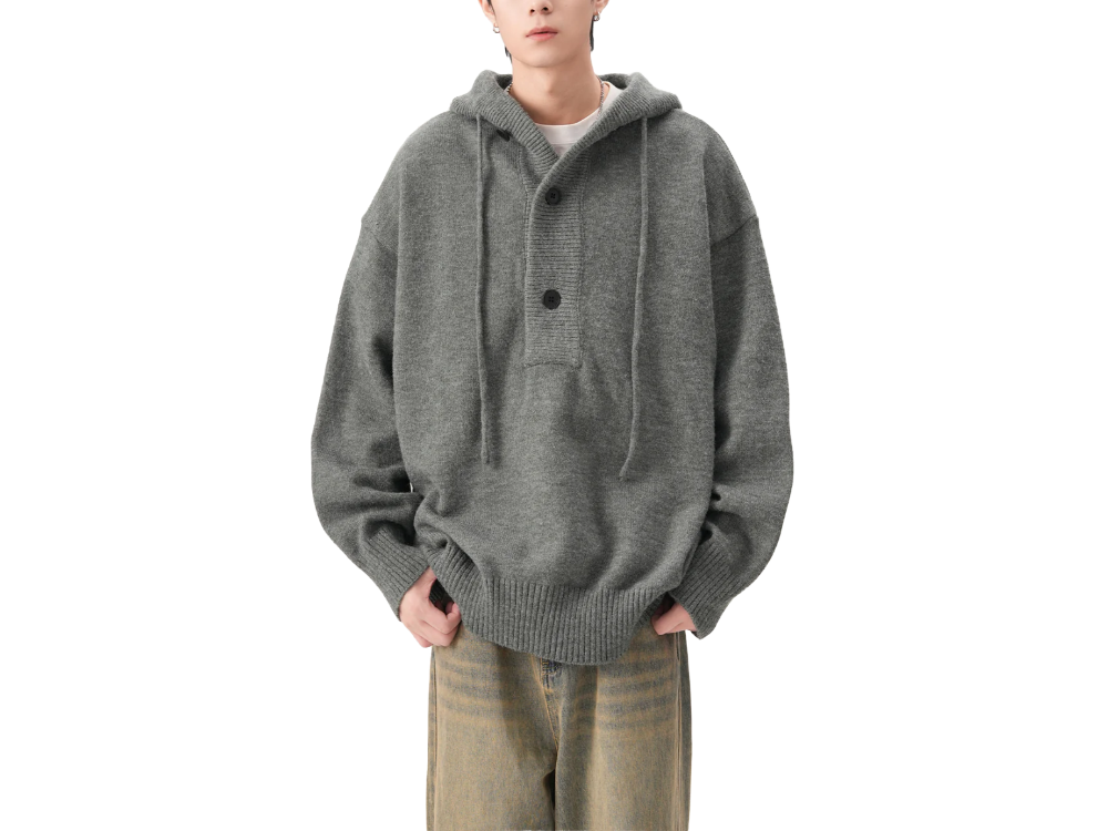 Adjustable hooded cardigan jumper