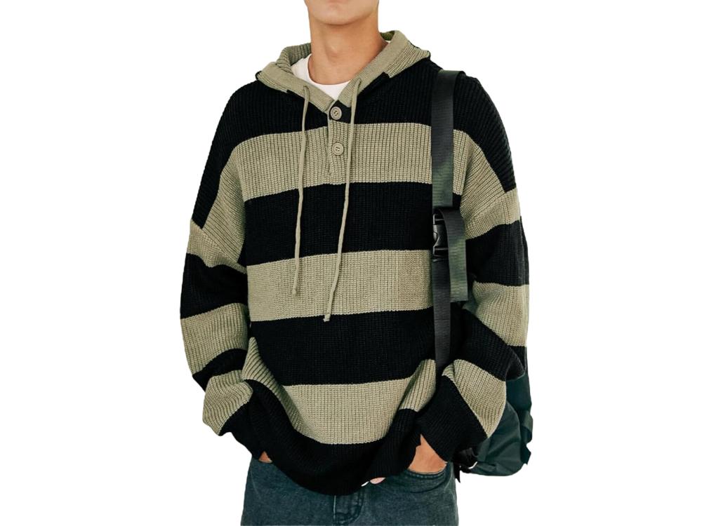 Transformable hooded knit pullover