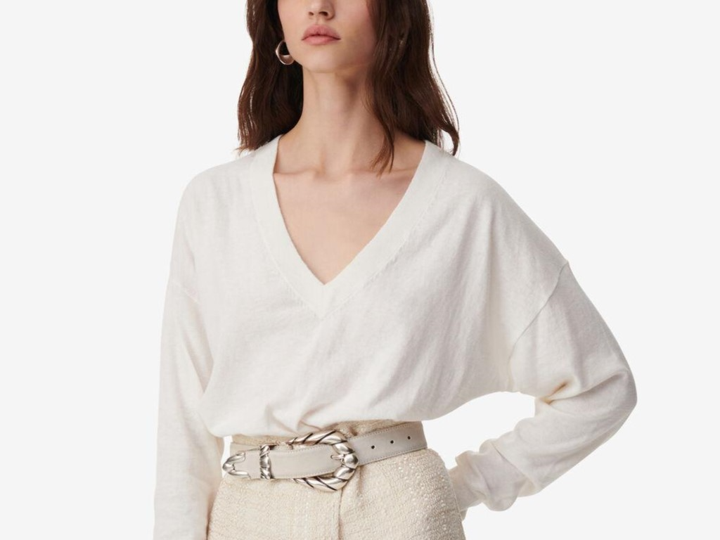 oeko tex certified plain knitted deep v neck pullover sweater