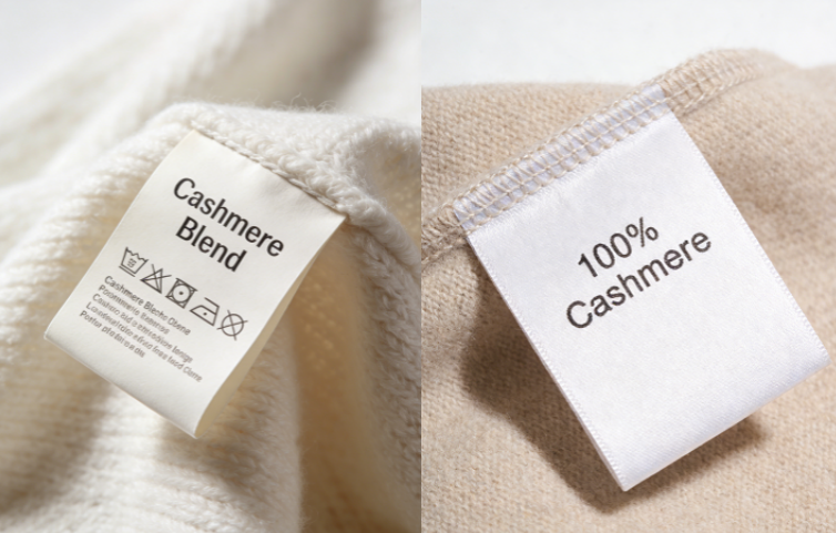 Cashmere fiber content label