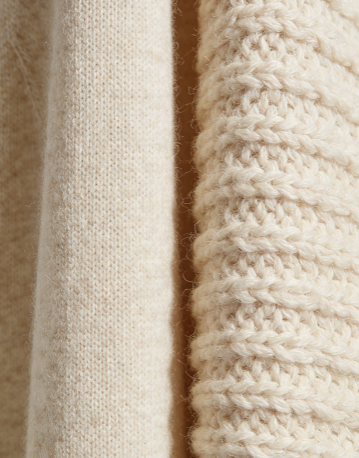 High gauge cashmere knit showing dense and refined construction