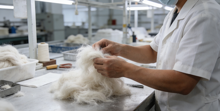 Manual sorting of cashmere and wool
