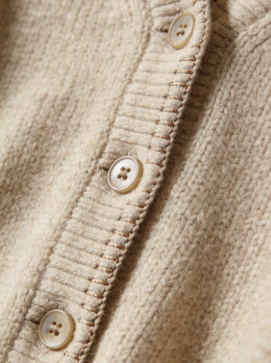 Cashmere cardigan front placket detail